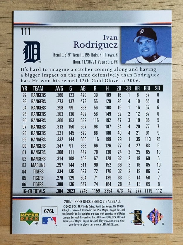 2007 Upper Deck #111 Ivan Rodriguez