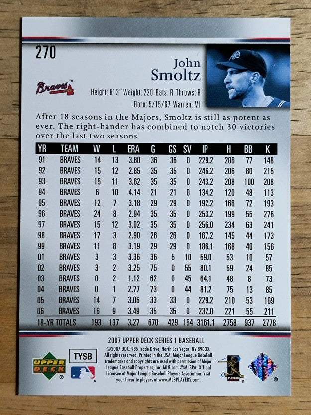2007 Upper Deck #270 John Smoltz