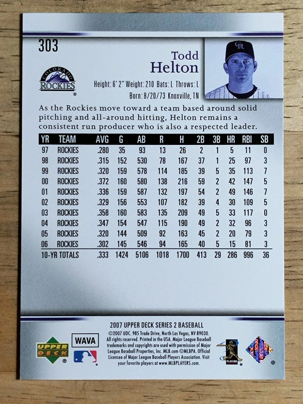2007 Upper Deck #303 Todd Helton