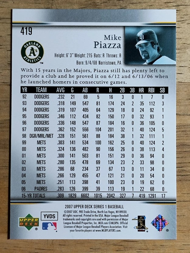 2007 Upper Deck #419 Mike Piazza