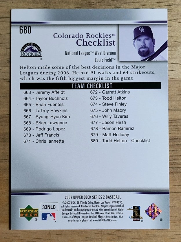 2007 Upper Deck #680 Todd Helton CL