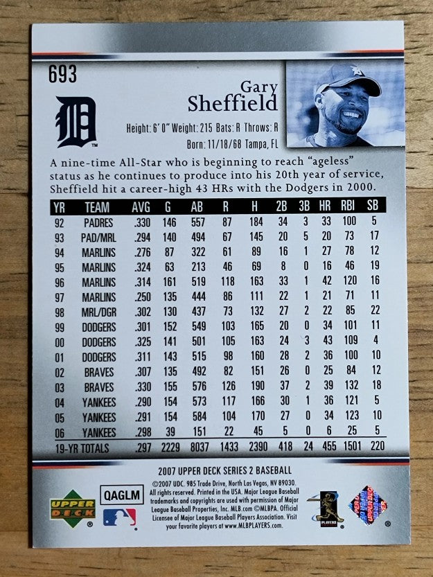 2007 Upper Deck #693 Gary Sheffield