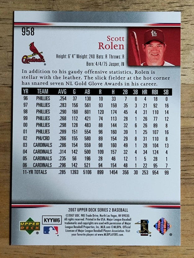 2007 Upper Deck #958 Scott Rolen