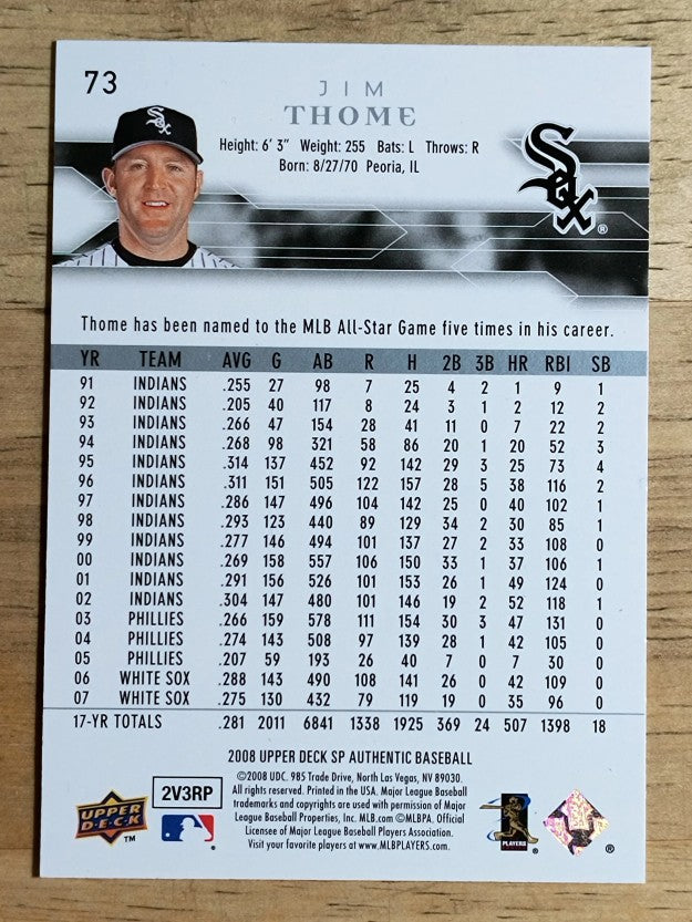 2008 SP Authentic #73 Jim Thome