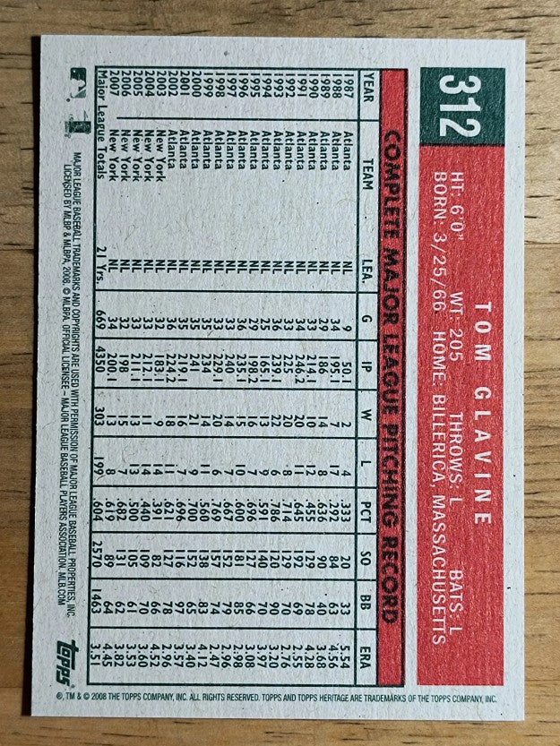2008 Topps Heritage #312 Tom Glavine