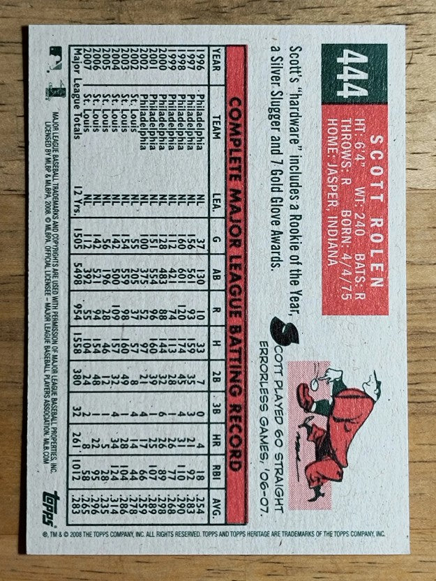 2008 Topps Heritage #444 Scott Rolen SP