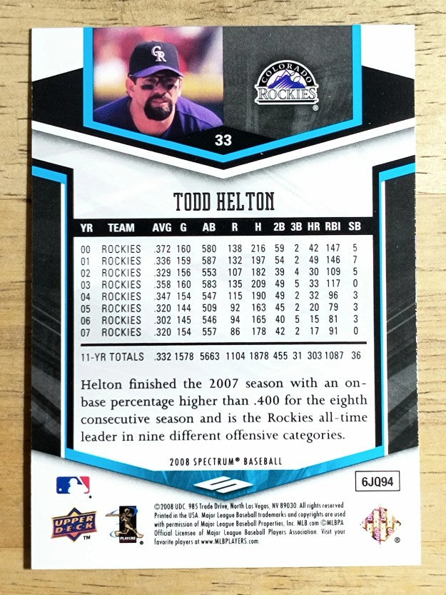 2008 Upper Deck Spectrum #33 Todd Helton