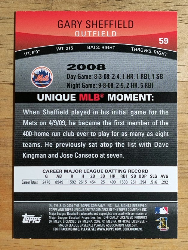 2009 Topps Unique #59 Gary Sheffield