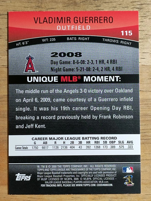 2009 Topps Unique #115 Vladimir Guerrero