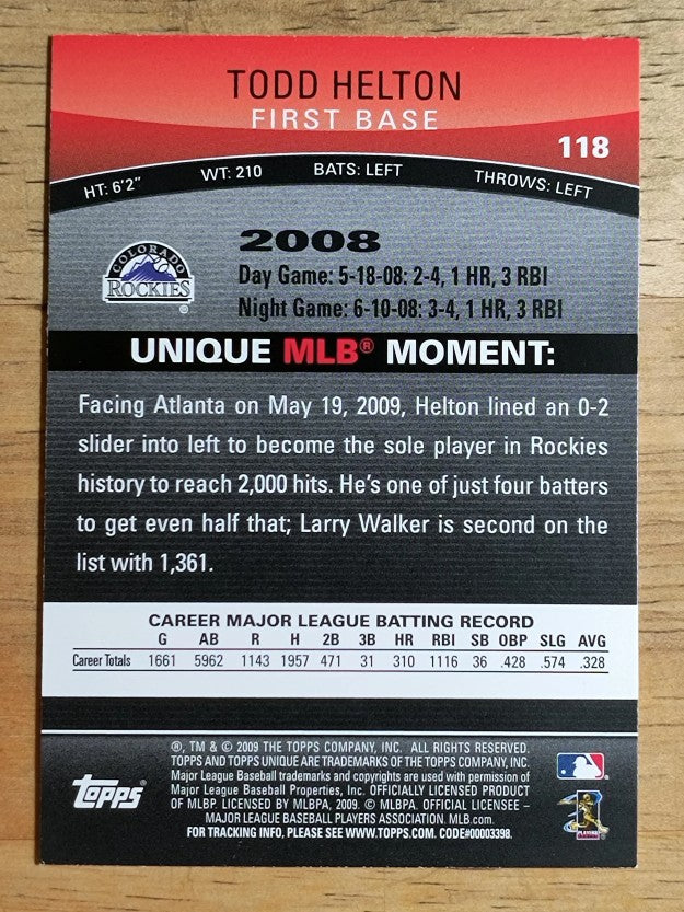 2009 Topps Unique #118 Todd Helton