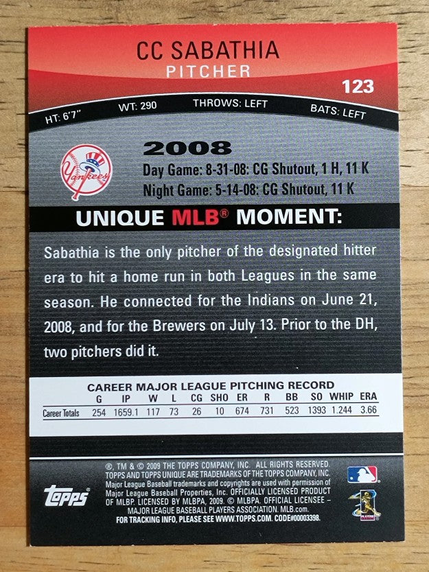 2009 Topps Unique #123 CC Sabathia
