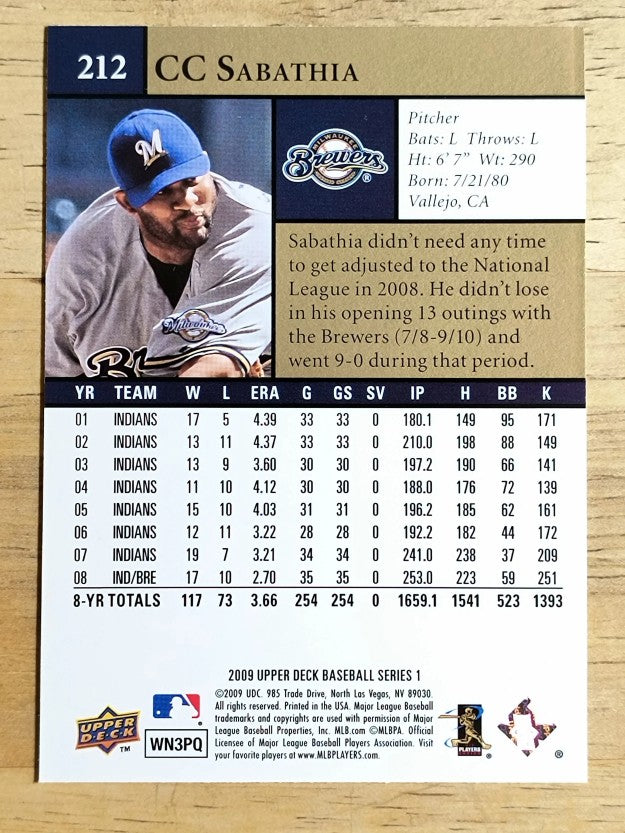 2009 Upper Deck #212 CC Sabathia