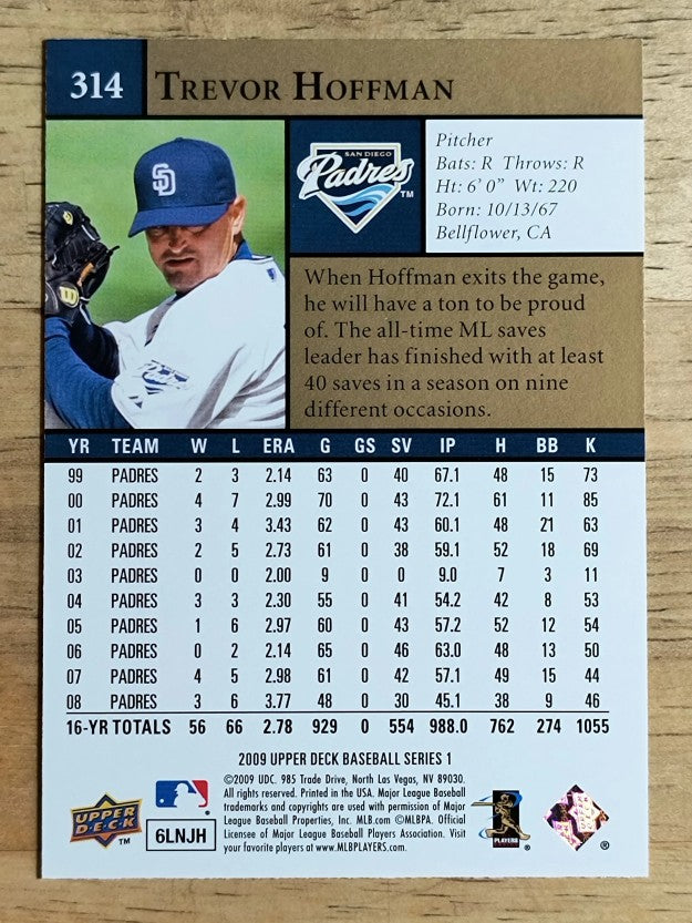 2009 Upper Deck #314 Trevor Hoffman