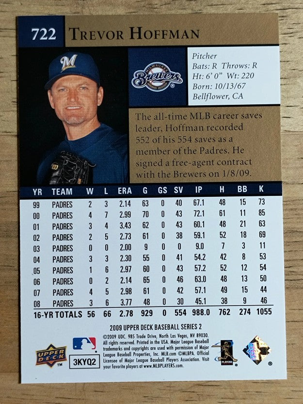 2009 Upper Deck #722 Trevor Hoffman