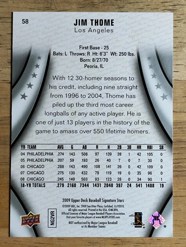 2009 Upper Deck Signature Stars #58 Jim Thome