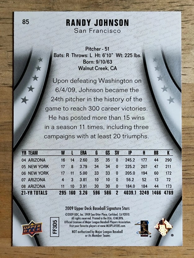2009 Upper Deck Signature Stars #85 Randy Johnson