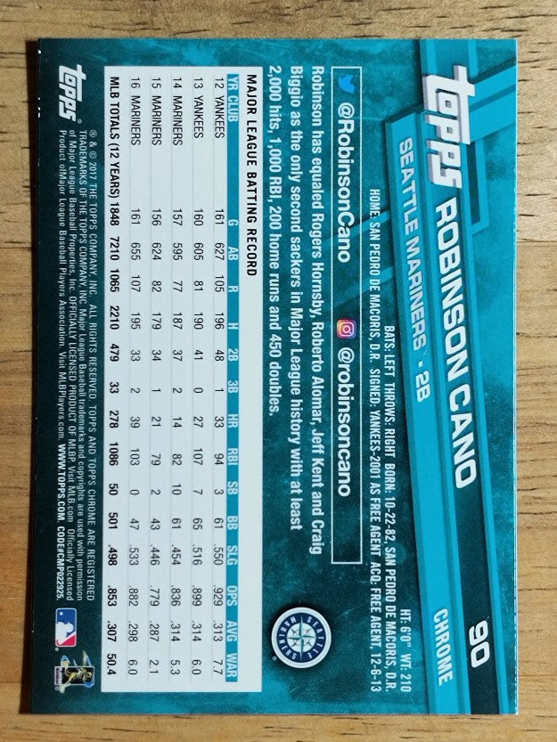 2017 Topps Chrome #90 Robinson Cano
