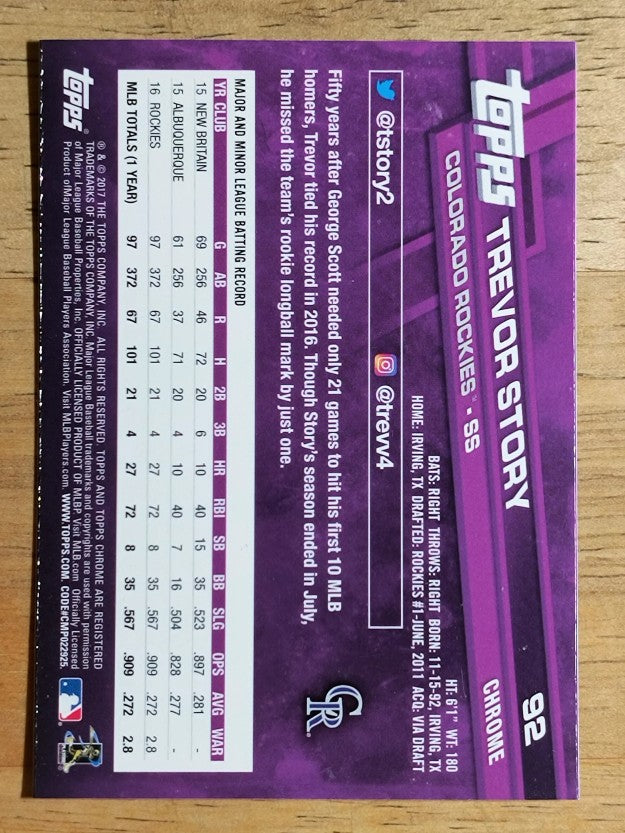 2017 Topps Chrome #92 Trevor Story