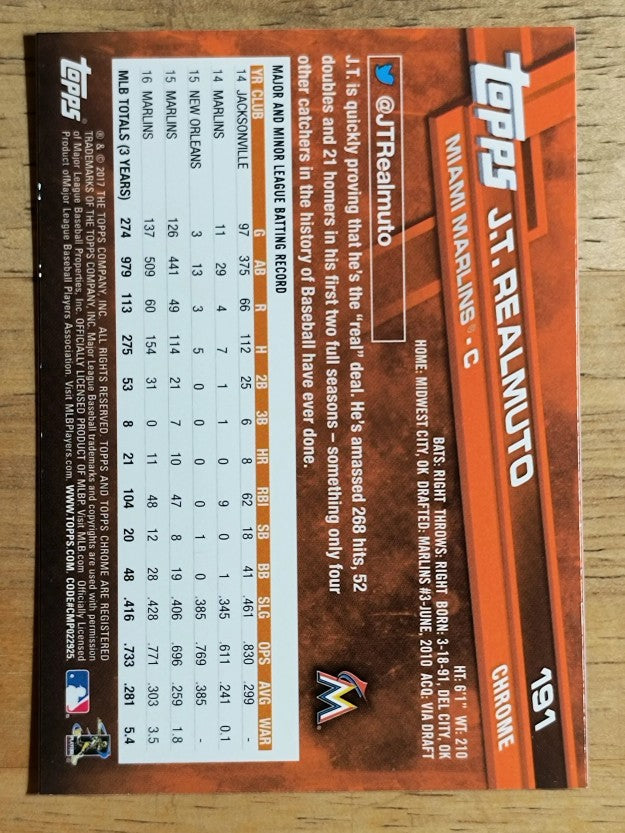 2017 Topps Chrome #191 J.T. Realmuto