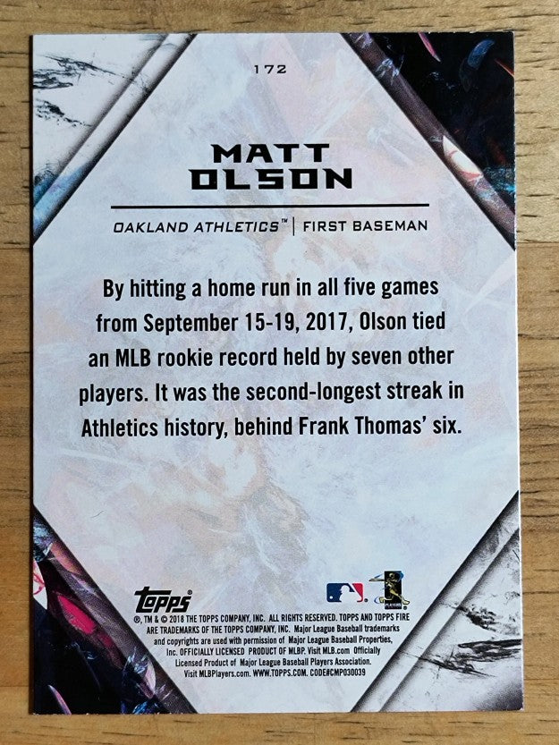 2018 Topps Fire #172 Matt Olson