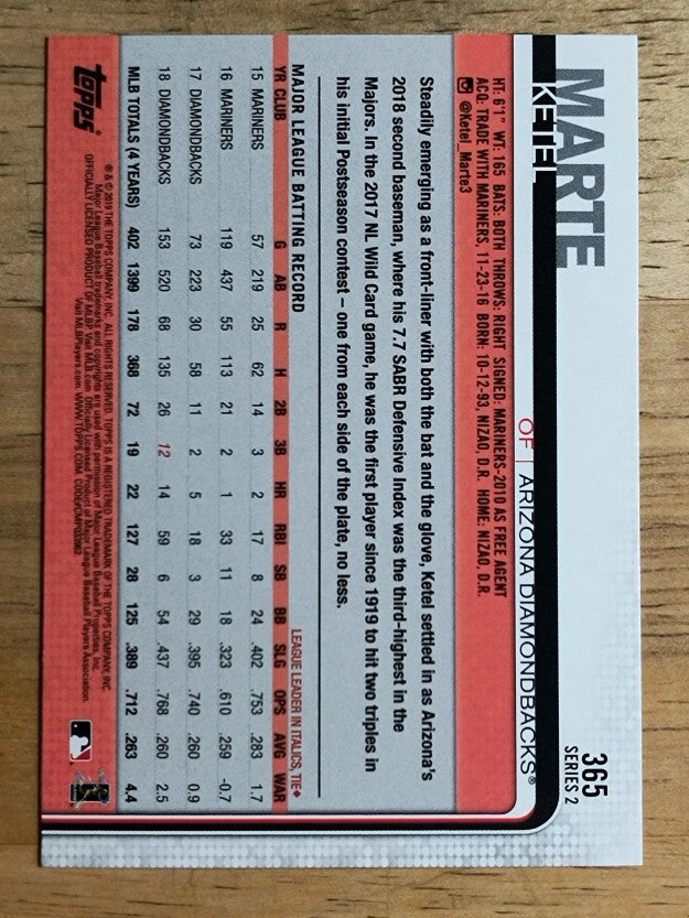 2019 Topps #365 Ketel Marte