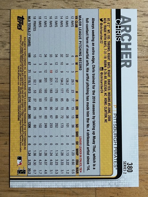 2019 Topps #380 Chris Archer