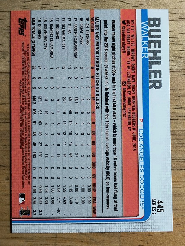 2019 Topps #445 Walker Buehler