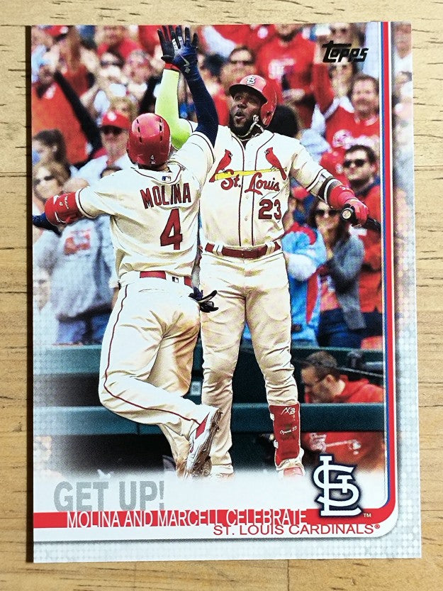 2019 Topps #536 Get Up/Yadier Molina/Marcell Ozuna