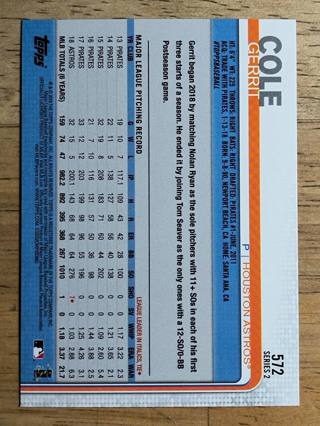 2019 Topps #572 Gerrit Cole