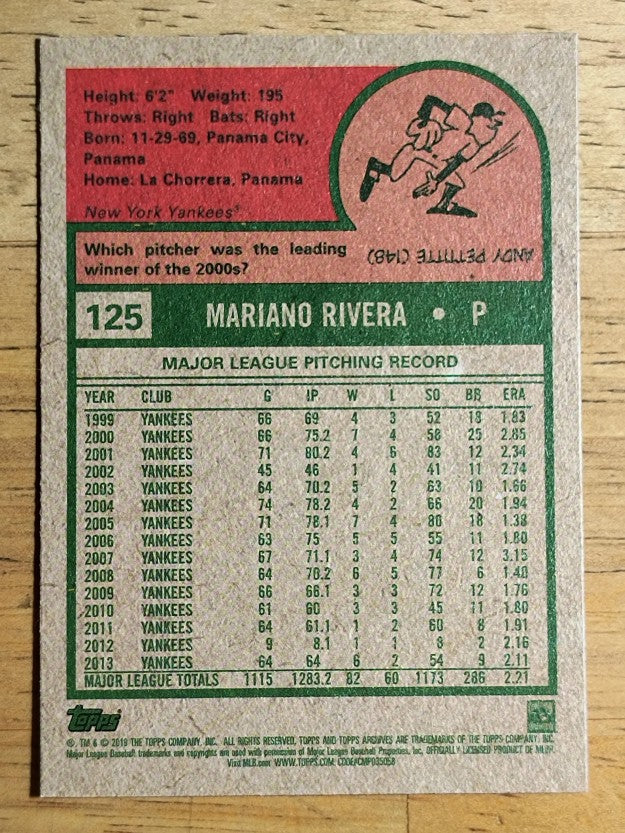 2019 Topps Archives #125 Mariano Rivera