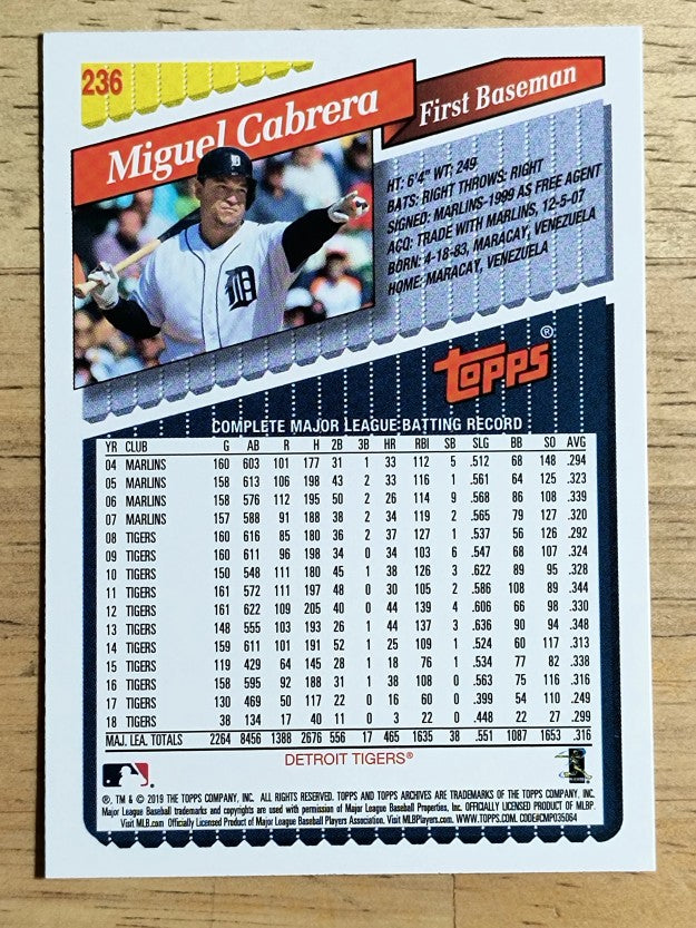 2019 Topps Archives #236 Miguel Cabrera