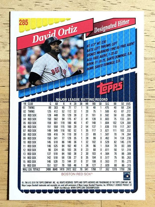 2019 Topps Archives #285 David Ortiz