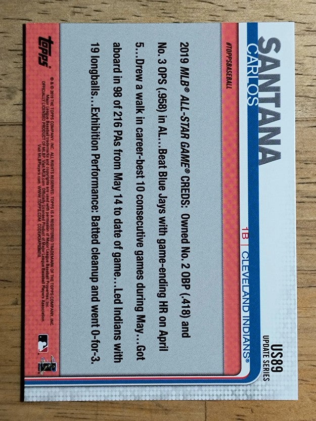 2019 Topps Update #US89 Carlos Santana AS