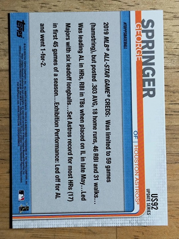 2019 Topps Update #US92 George Springer AS