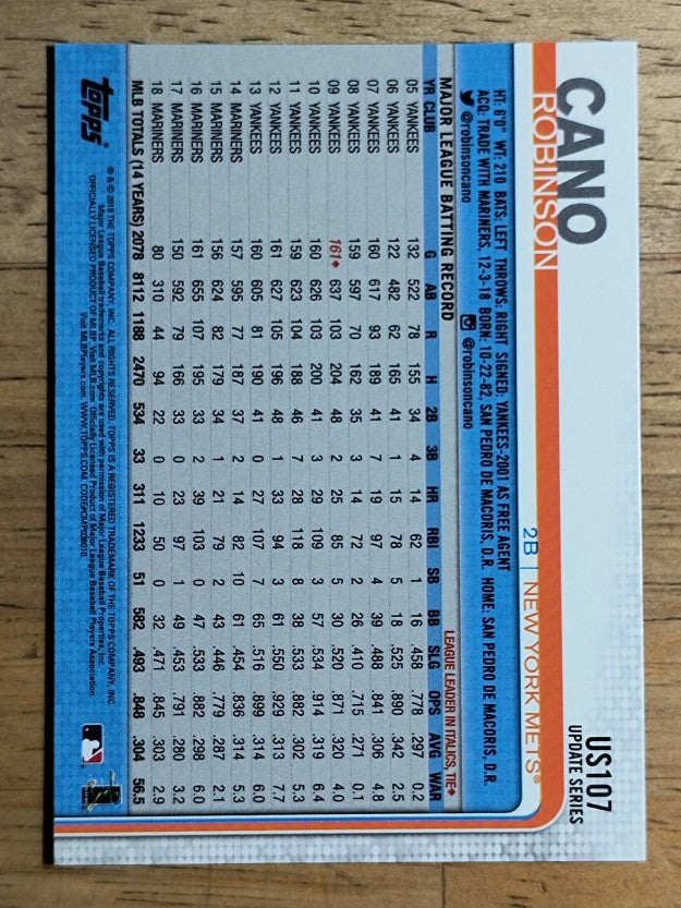 2019 Topps Update #US107 Robinson Cano
