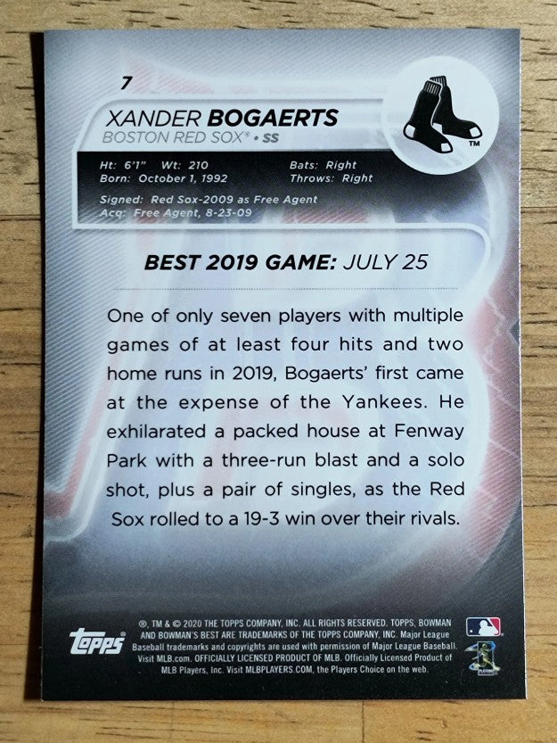 2020 Bowman's Best #7 Xander Bogaerts