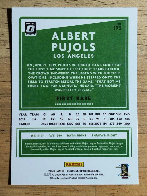 2020 Donruss Optic #193 Albert Pujols