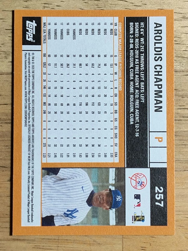 2020 Topps Archives #257 Aroldis Chapman