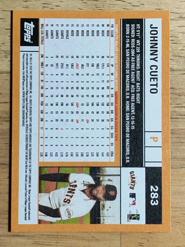 2020 Topps Archives #283 Johnny Cueto