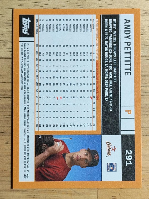 2020 Topps Archives #291 Andy Pettitte