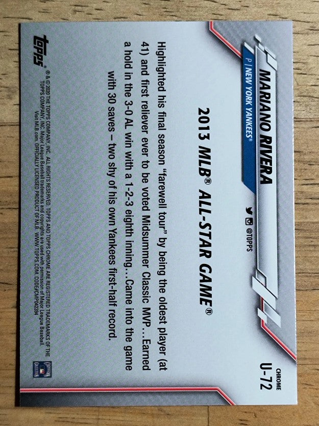 2020 Topps Chrome Update #U72 Mariano Rivera AS