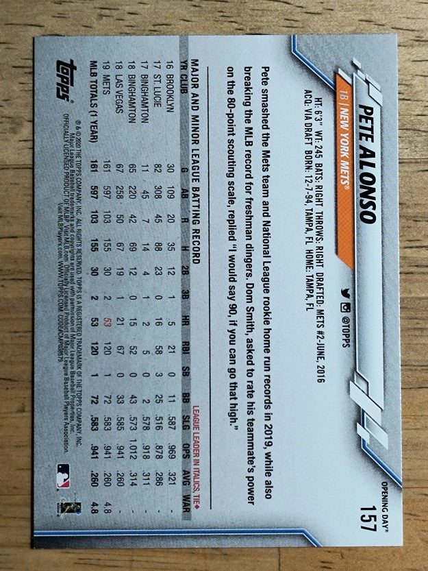 2020 Topps Opening Day #157 Pete Alonso