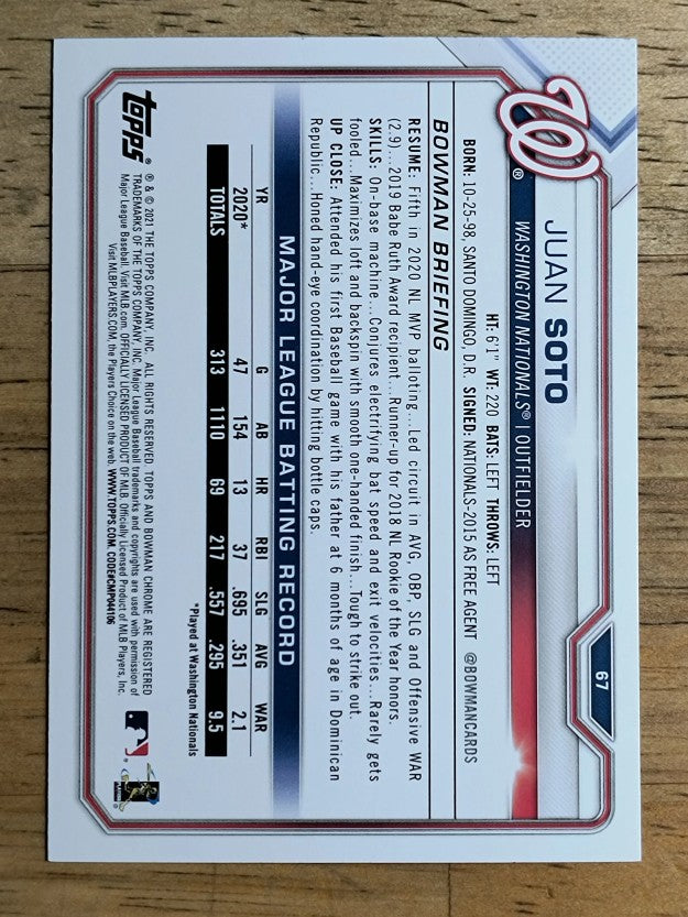 2021 Bowman #67 Juan Soto
