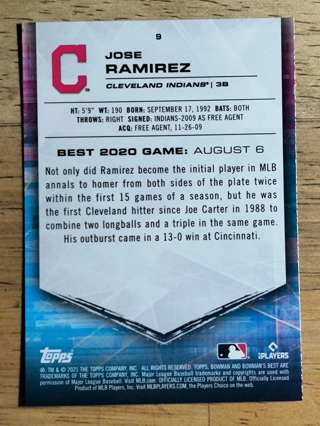 2021 Bowman's Best #9 Jose Ramirez