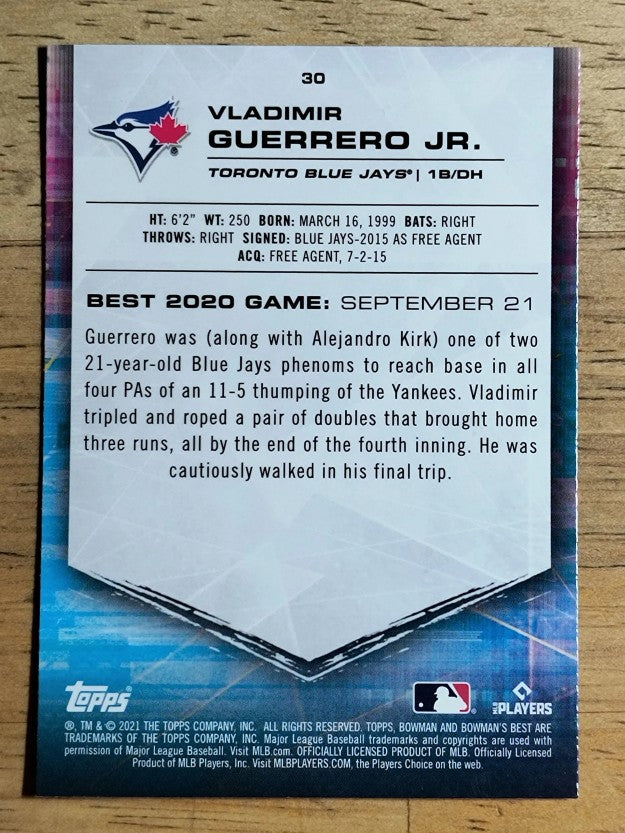 2021 Bowman's Best #30 Vladimir Guerrero Jr.