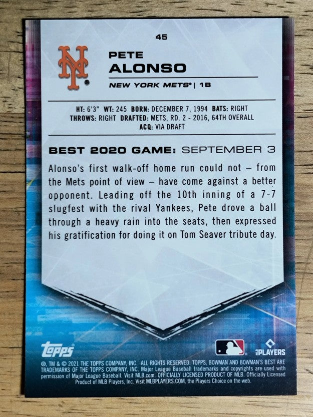 2021 Bowman's Best #45 Pete Alonso