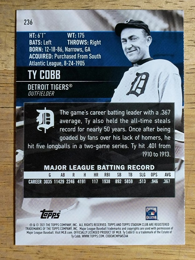 2021 Stadium Club #236 Ty Cobb