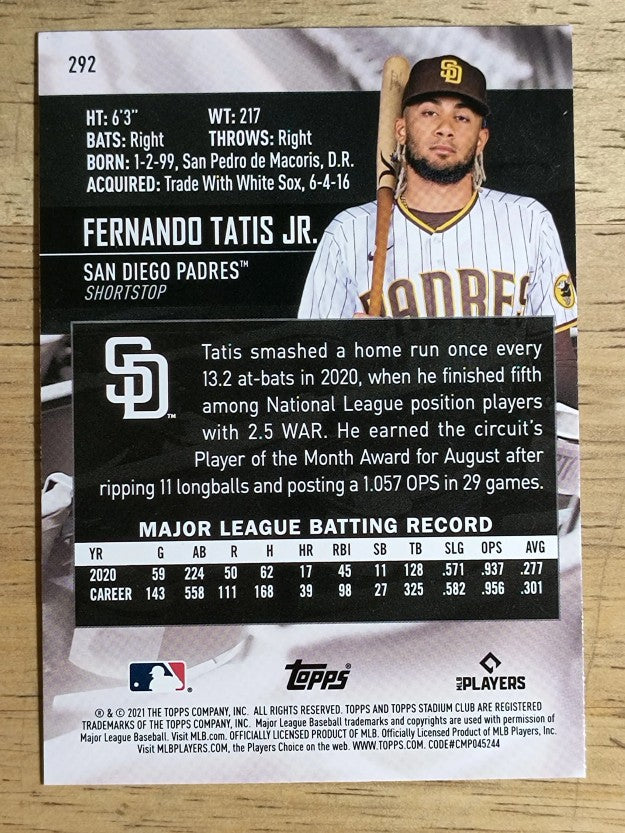 2021 Stadium Club #292 Fernando Tatis Jr.