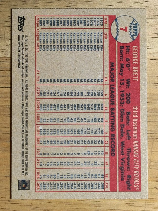 2021 Topps Archives #7 George Brett