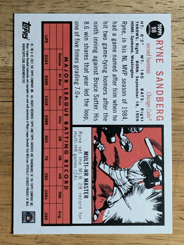 2021 Topps Archives #98 Ryne Sandberg